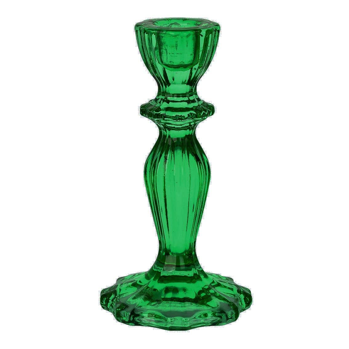 Green Glass Candle Holder