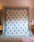 Blue Delphinium Block Print Throw