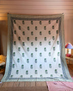 Blue Delphinium Block Print Throw