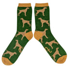 Dog Men's Lambswool Ankle Socks -Greenl/Mustard