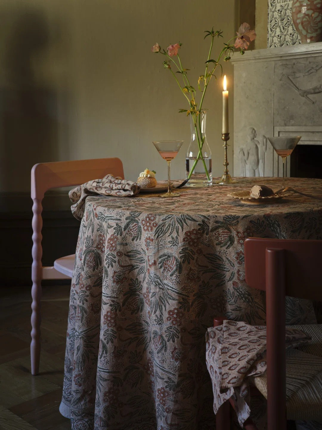 Dusty Peach Round Tablecloth 100% Linen