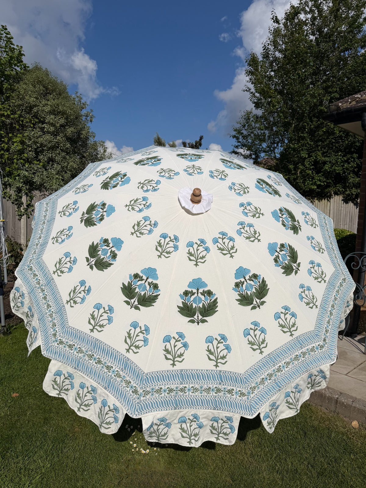Meadow Blue Block Print Parasol