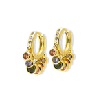 Pastel Stone Drop Hoop Earrings