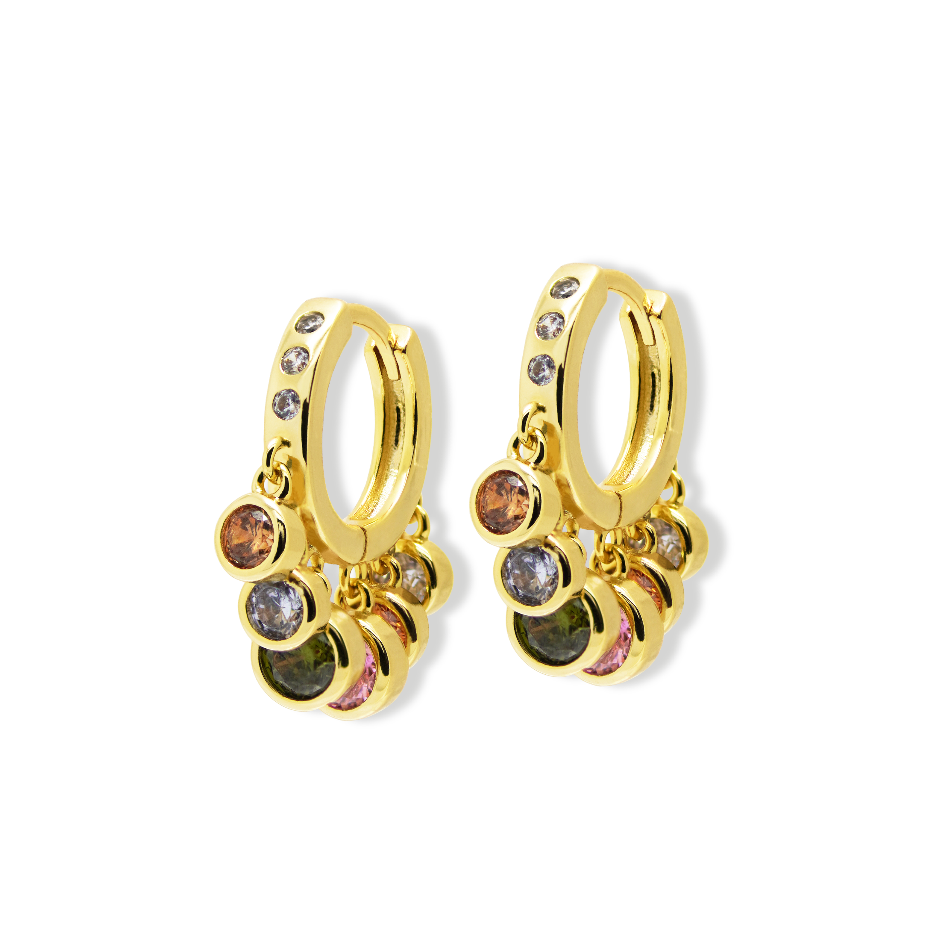 Pastel Stone Drop Hoop Earrings