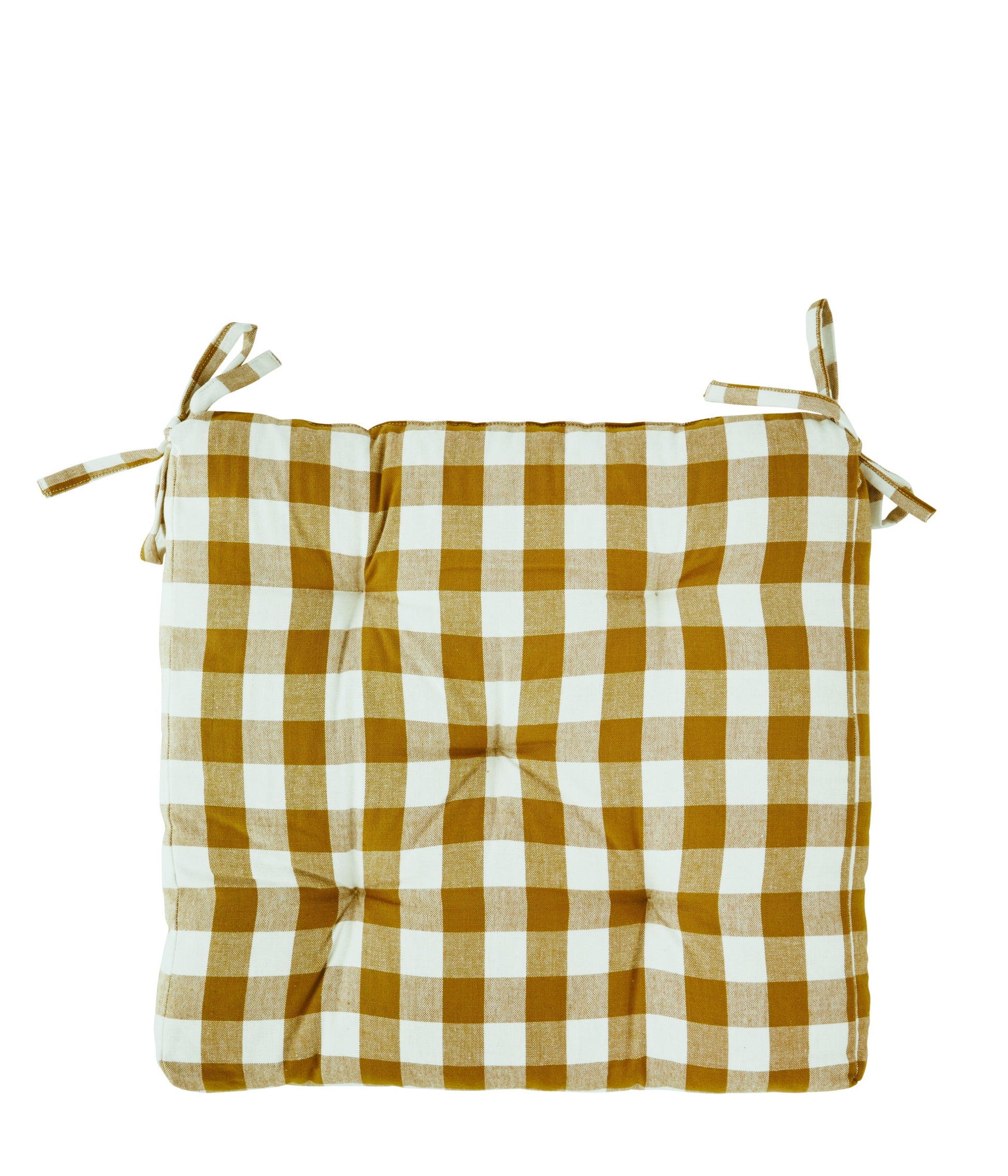 Mustard Checked Chair Pad