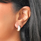 Chunky Teardrop Half Hoop Earrings Silver