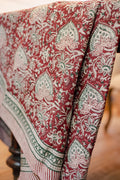 Oriental Red Linen Tablecloth