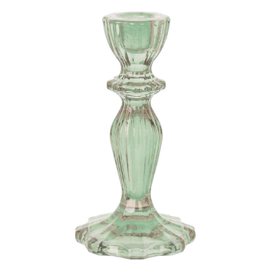 Light Green Glass Candle Holder