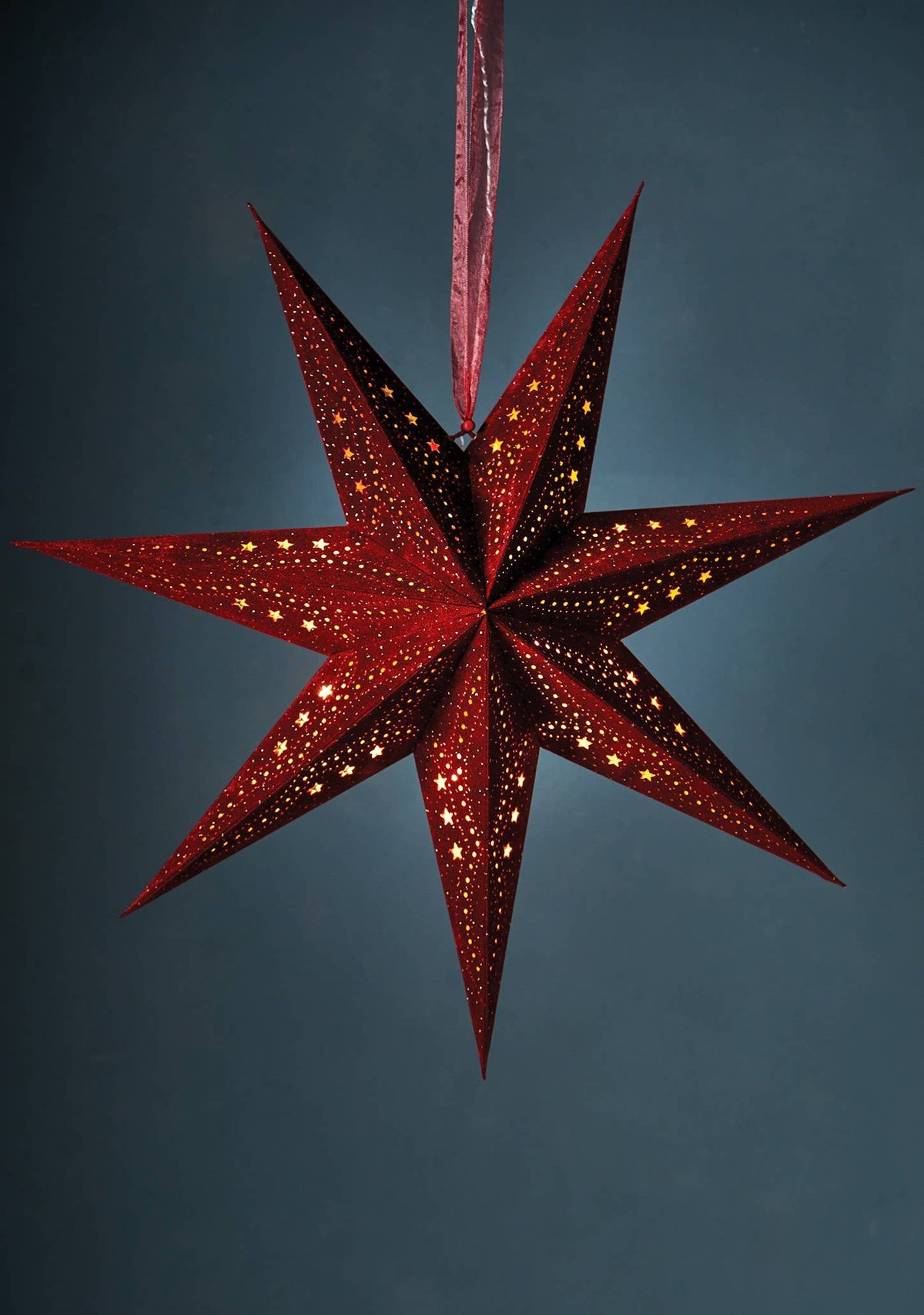 7-Arm Red Velvet Star With Glitter & Led's