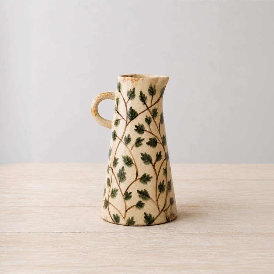 Green Leaf Crackle Jug Vase (Small)