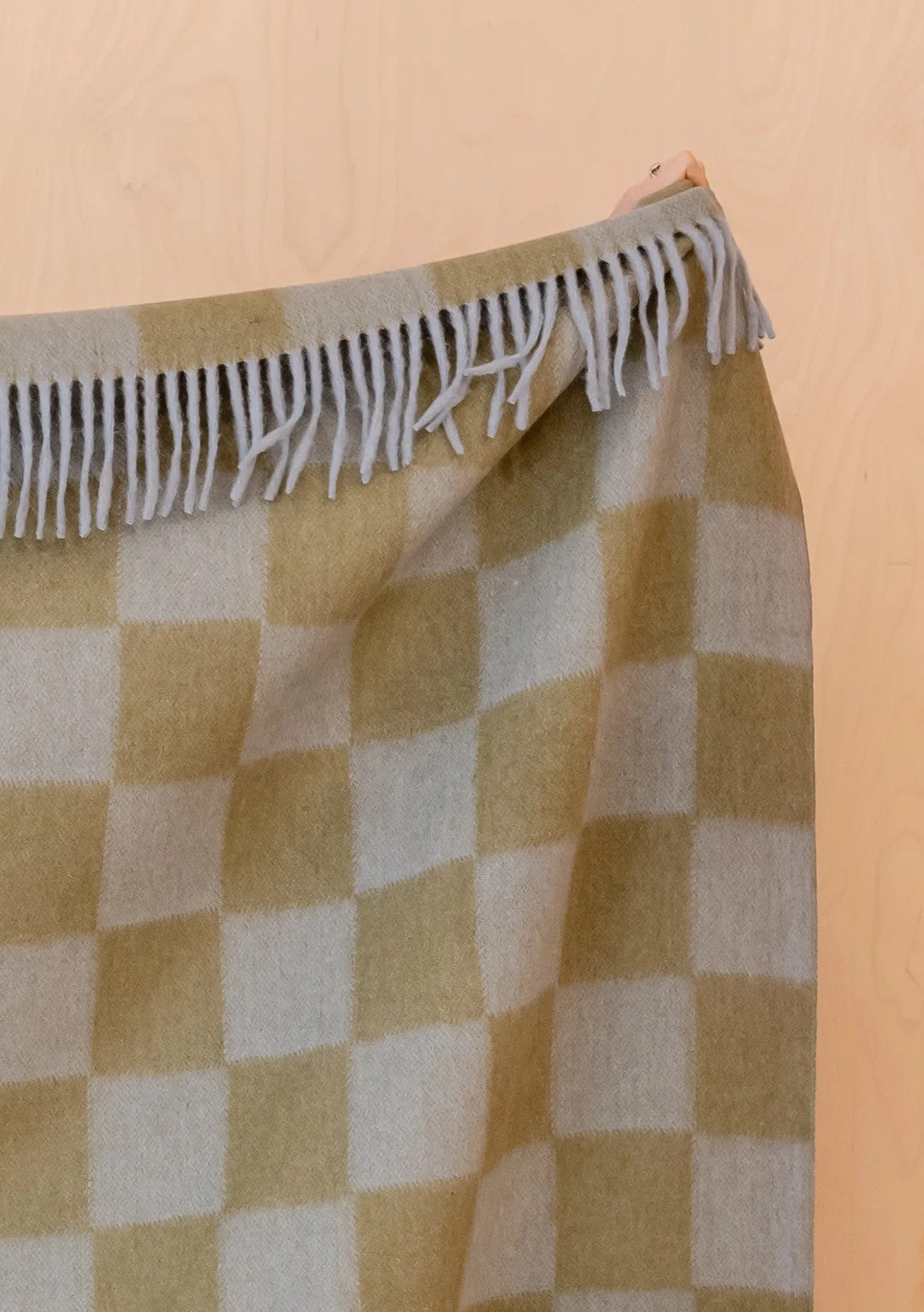 Blue/Green Checkerboard Recycled Wool Blanket