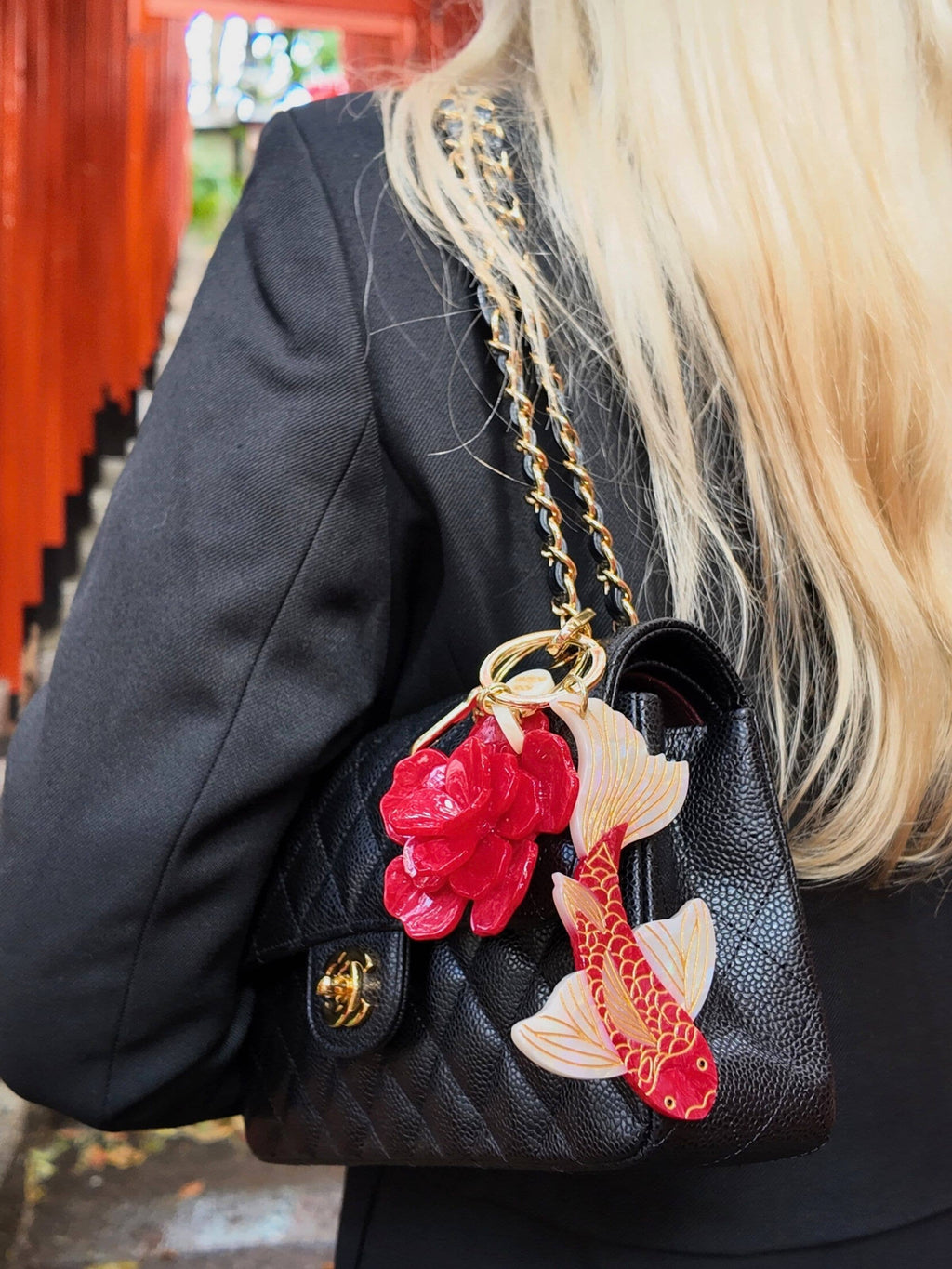 Hand-painted Koi Fish Bag Charm + Keychain | Eco-Friendly