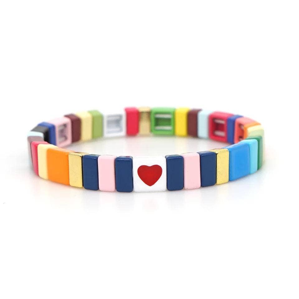 Navy Heart Tile Bracelet