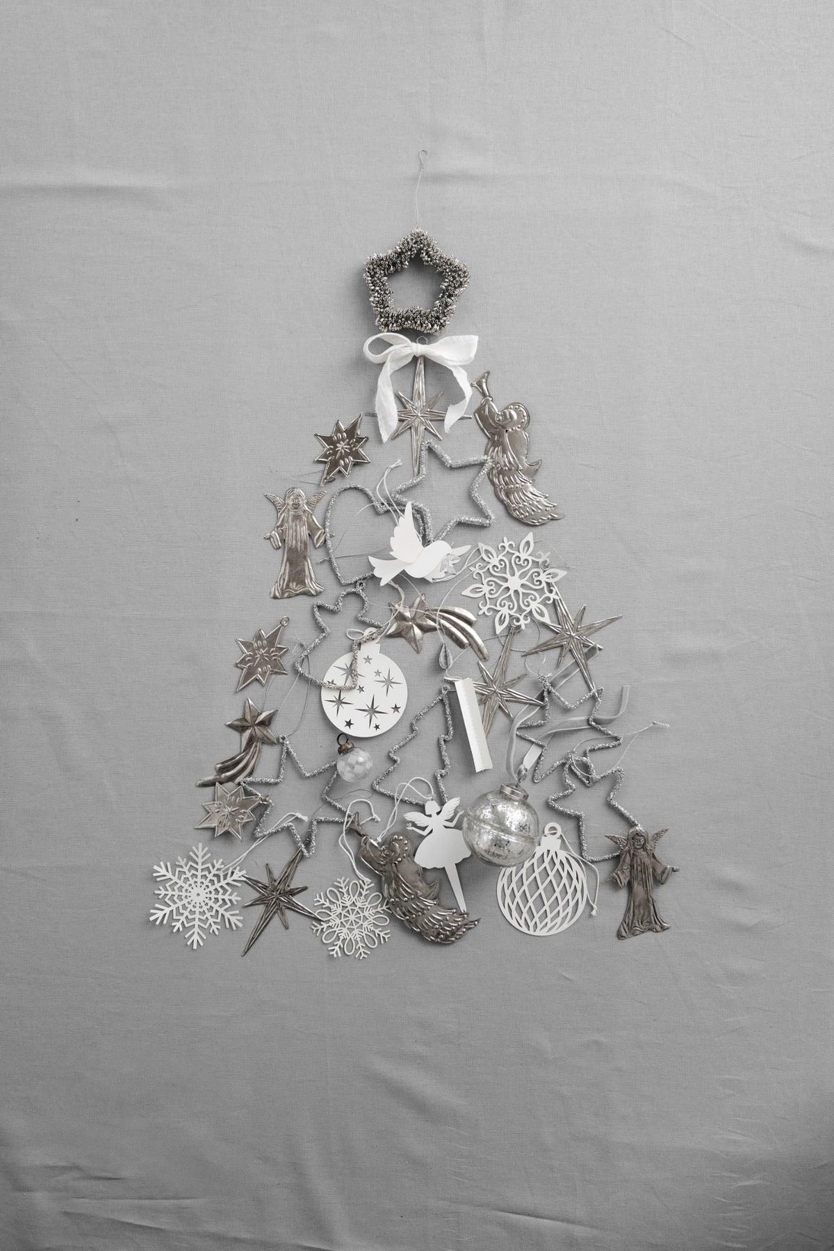 Silver Star Oblong Ornament