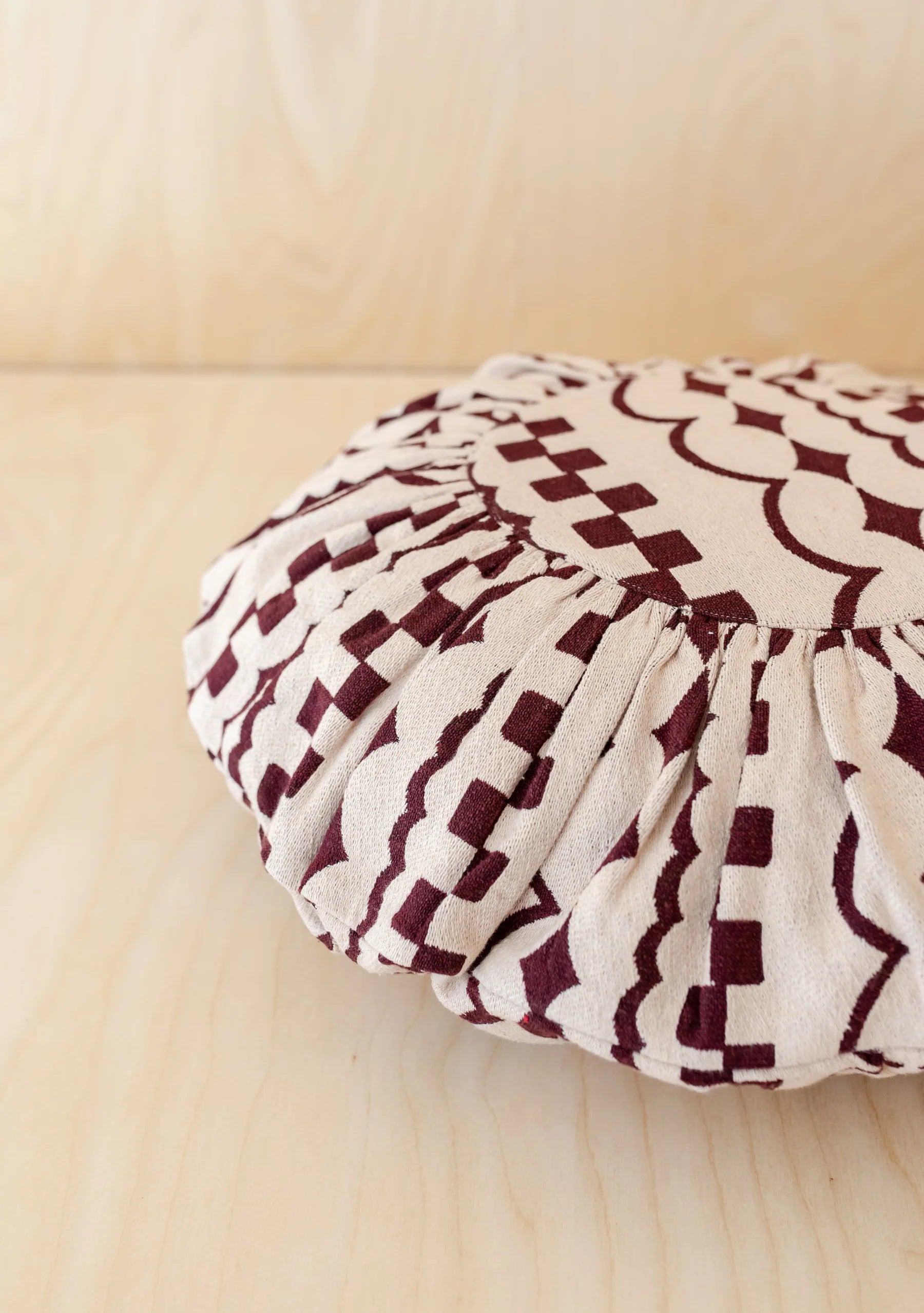 Cushion Pink Checker Stripe Round