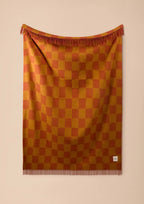 Mustard/Orange Recycled Wool Checkerboard Blanket