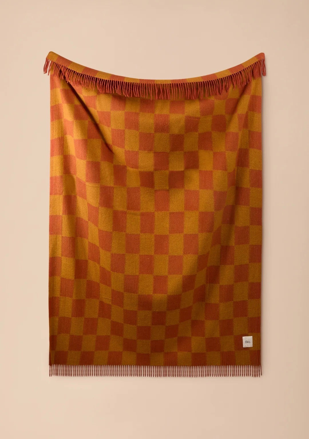 Mustard/Orange Recycled Wool Checkerboard Blanket