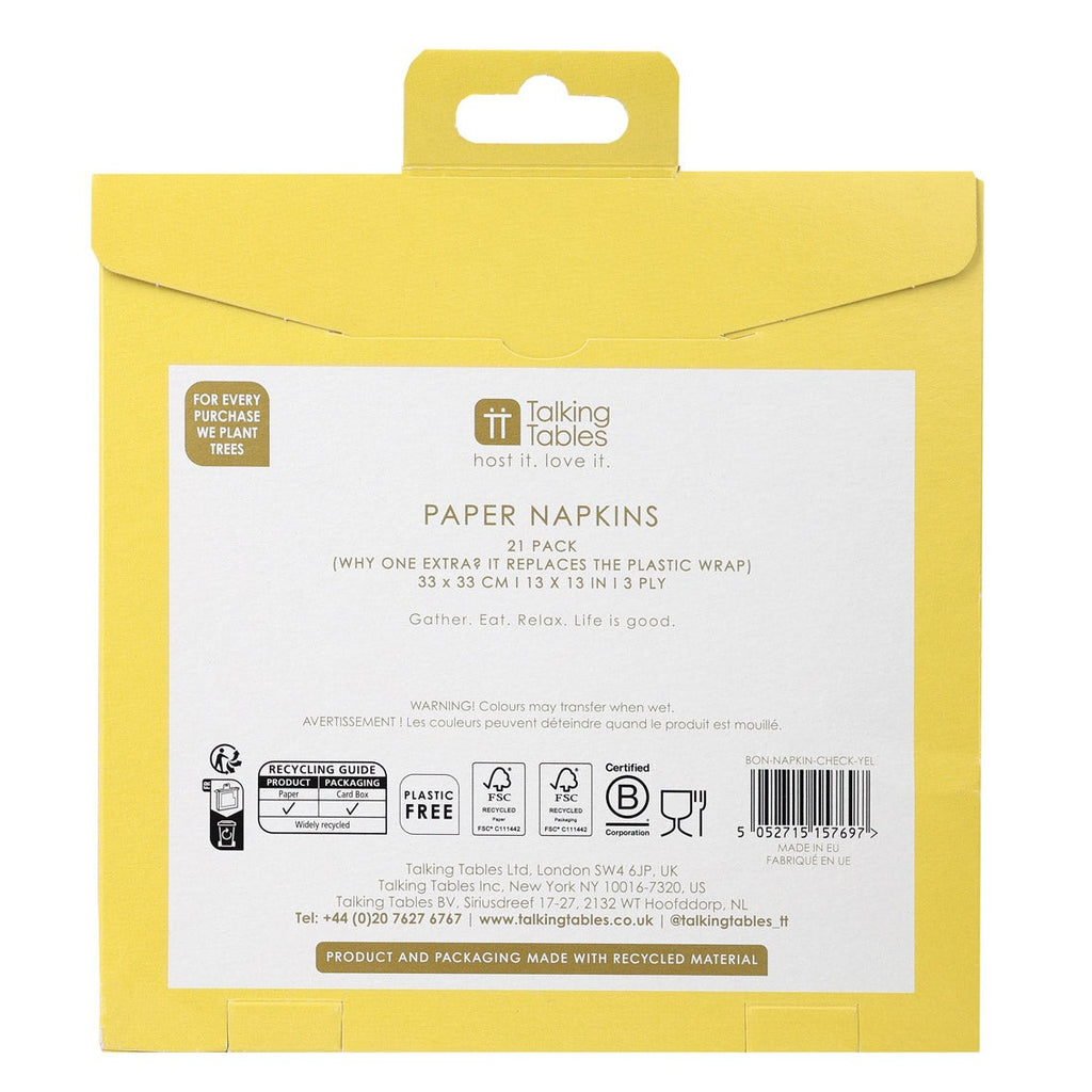 Paper Napkin Check Yellow