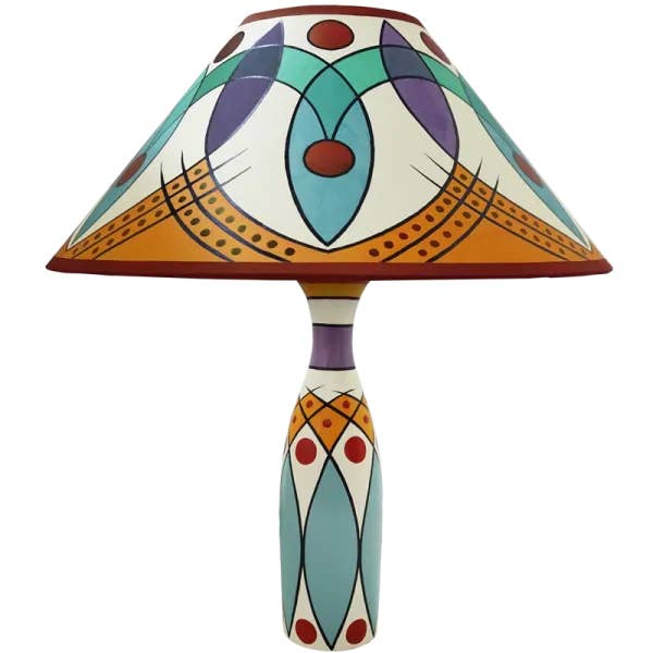 Hand-painted Harlequin Lampshade - Yellow Red