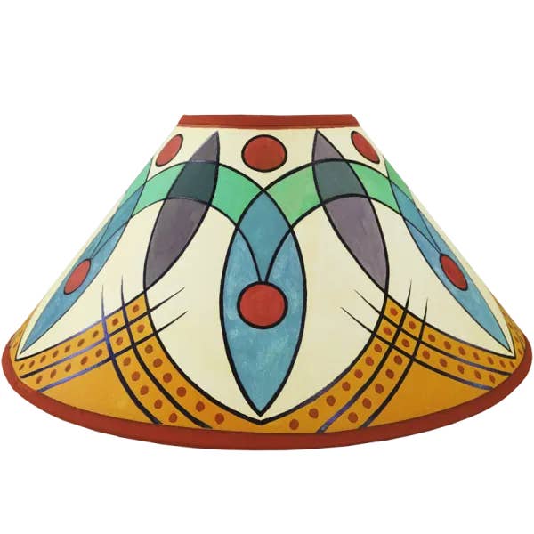 Hand-painted Harlequin Lampshade - Yellow Red