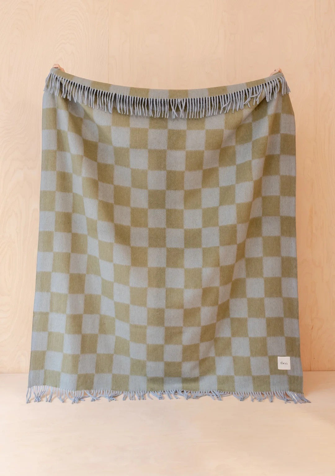 Blue/Green Checkerboard Recycled Wool Blanket