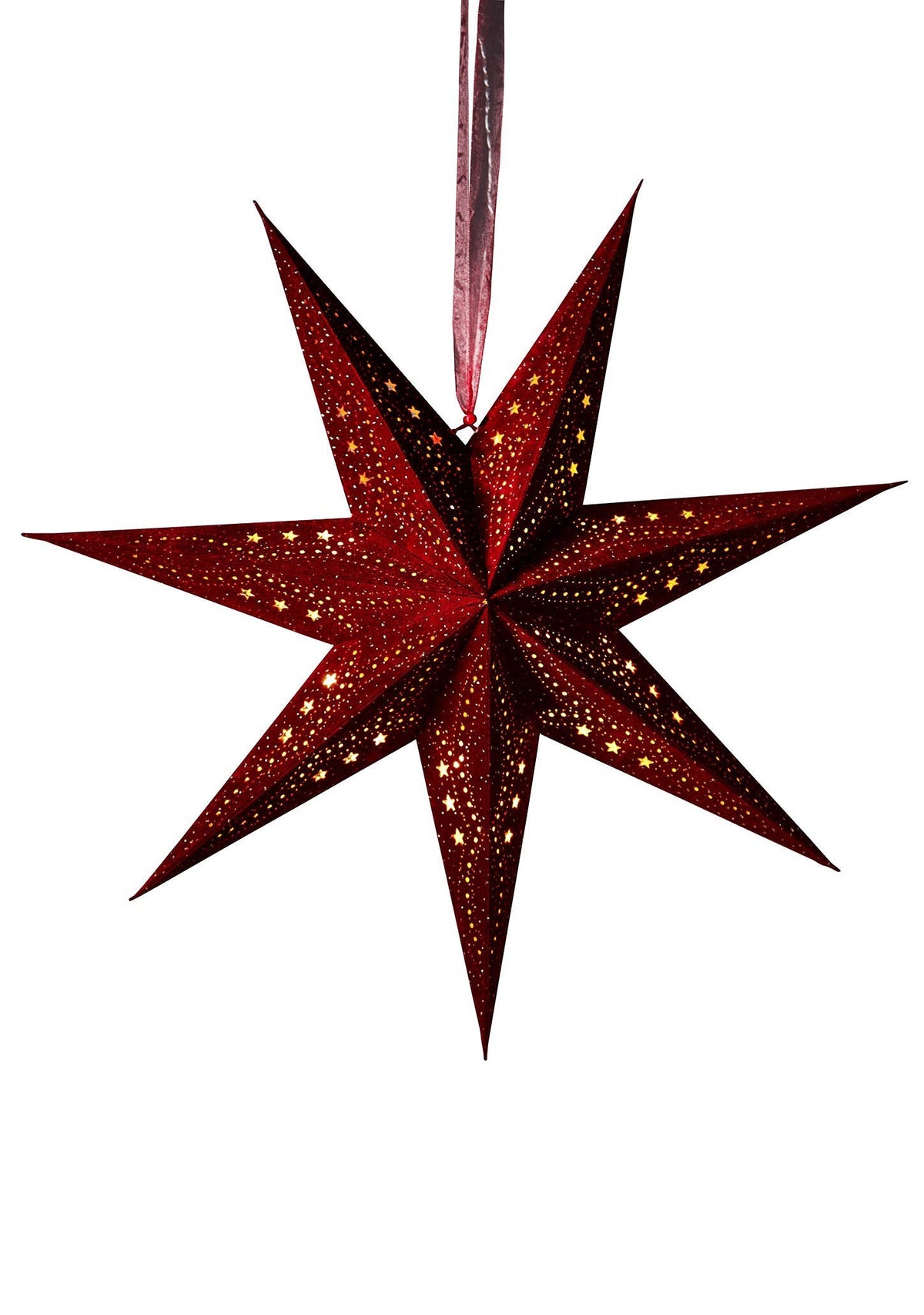 7-Arm Red Velvet Star With Glitter & Led's