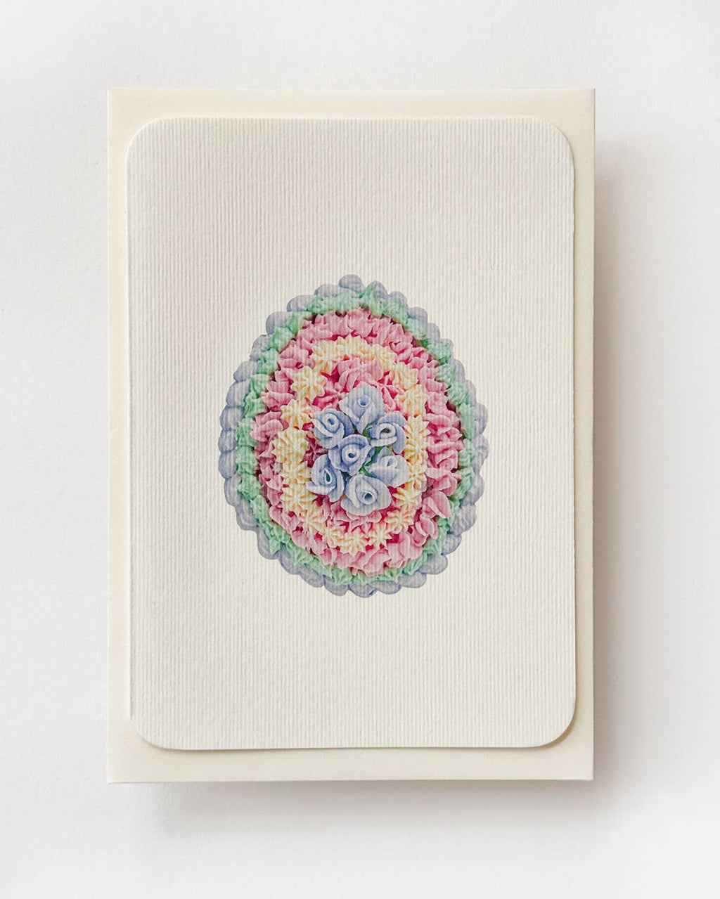 Blue & Pink Posies Royal Icing Egg Greeting Card | Easter