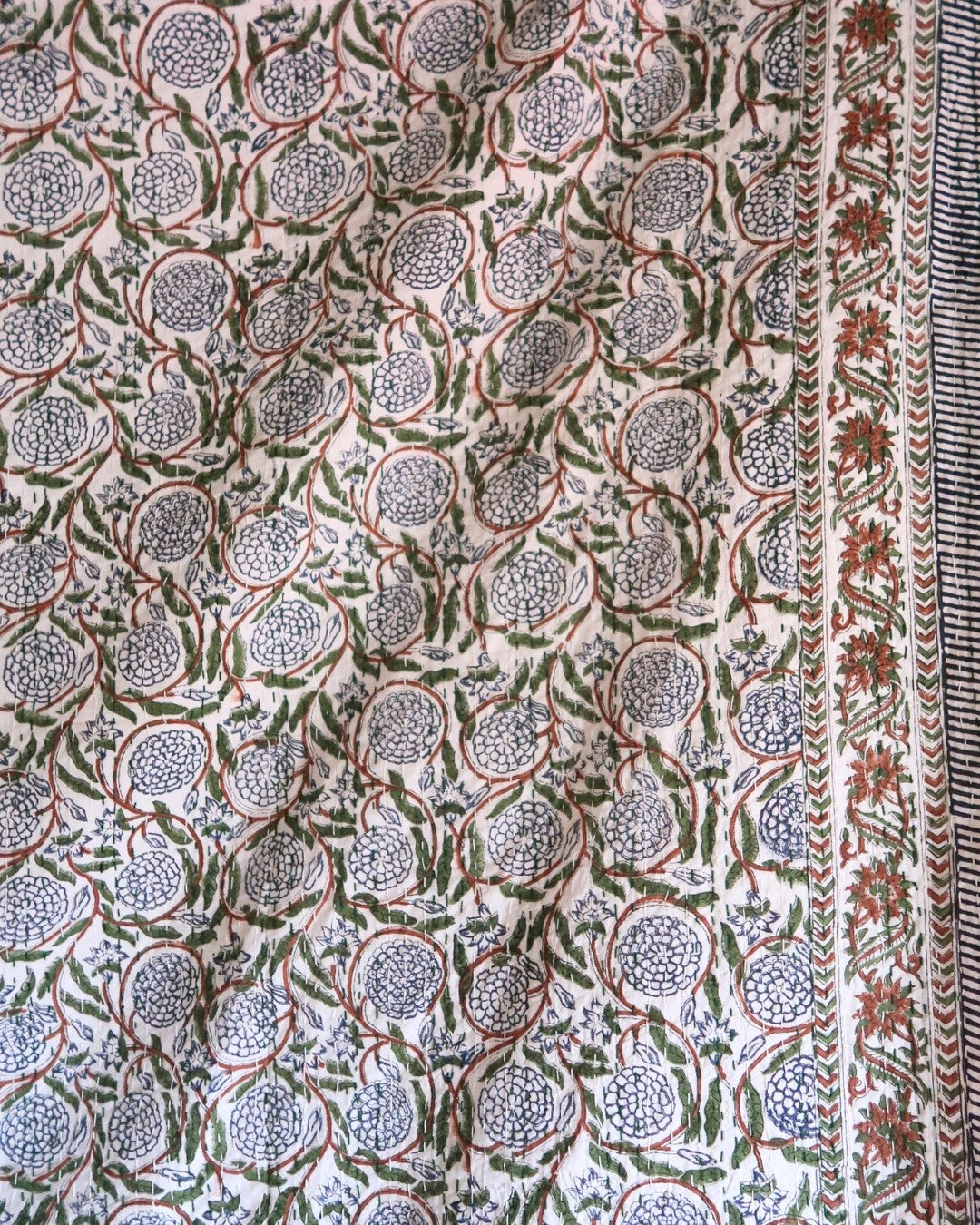 Blue Vine Block Print Throw