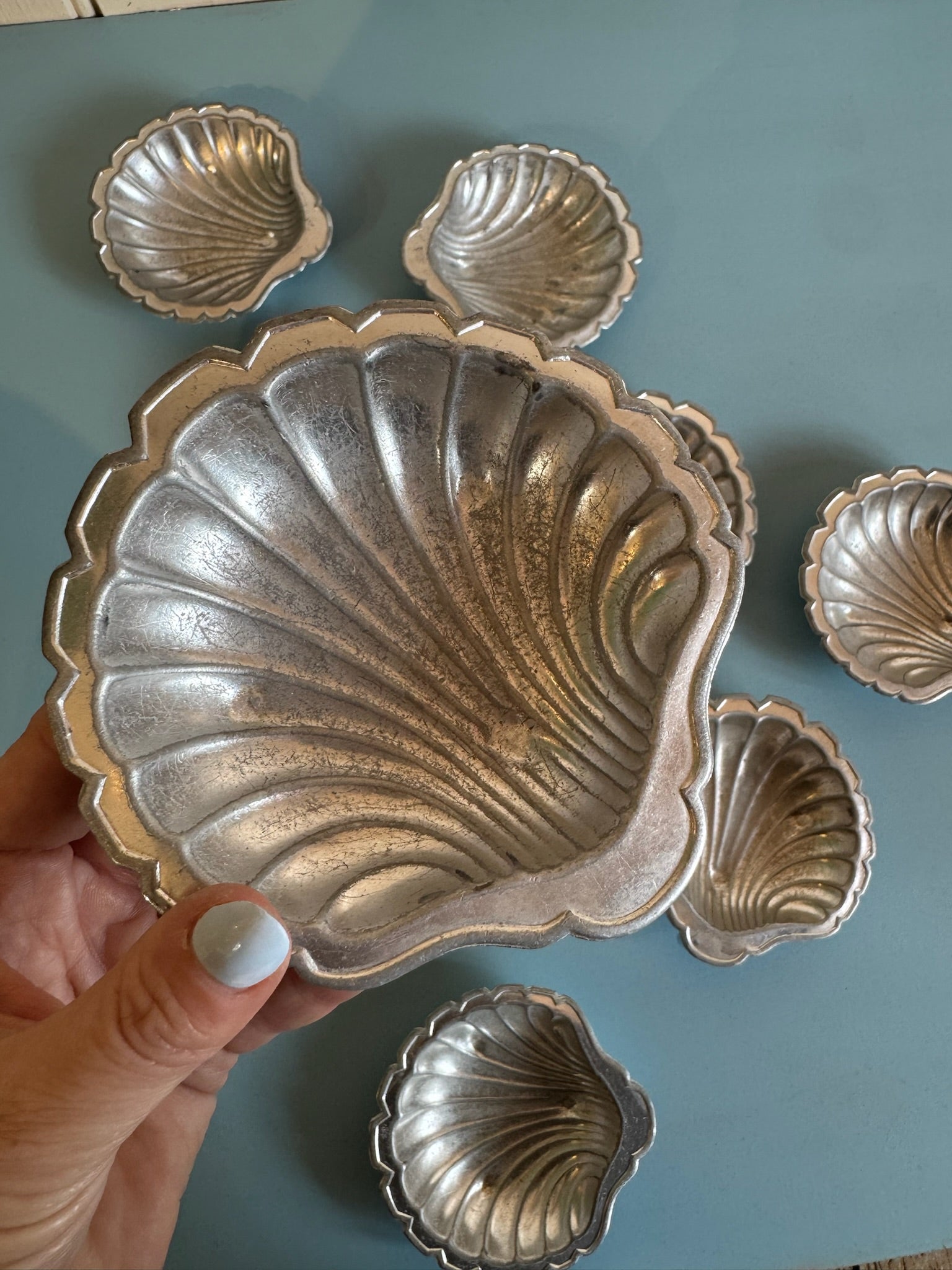 Vintage Tin Shell Trinket Dish