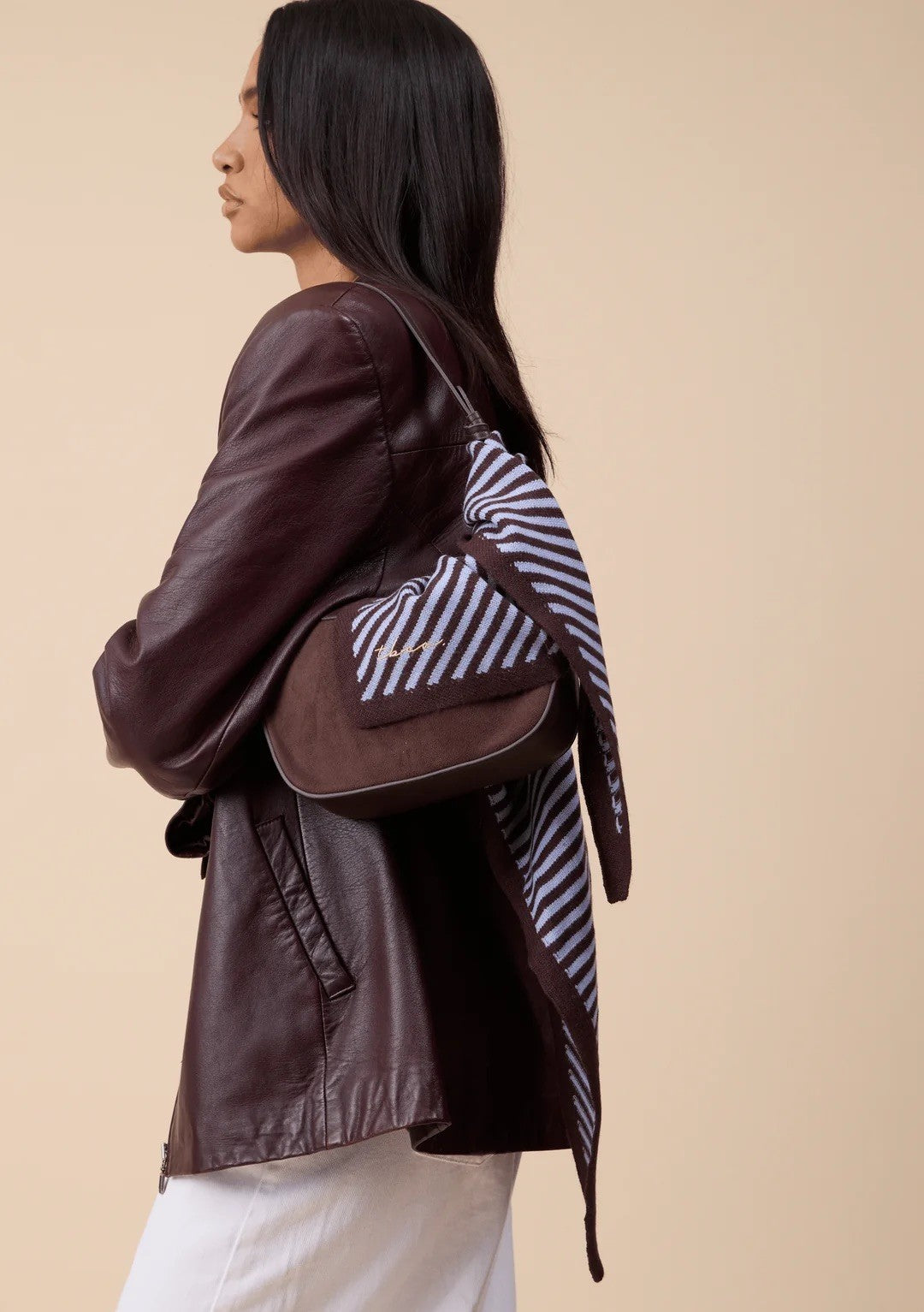 Merino Triangle Blue & Brown Stripe Scarf