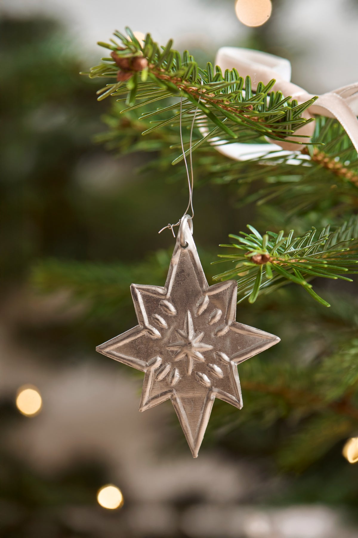 Silver Star Pattern Ornament