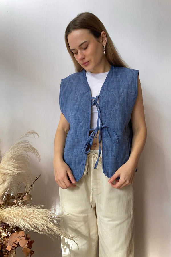Lina Quilted Tie Vest