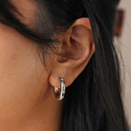 Stainless steel Chunky Crystal Hoop Earrings