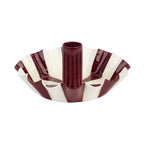 Burgundy Stripe Scalloped Candle Holder