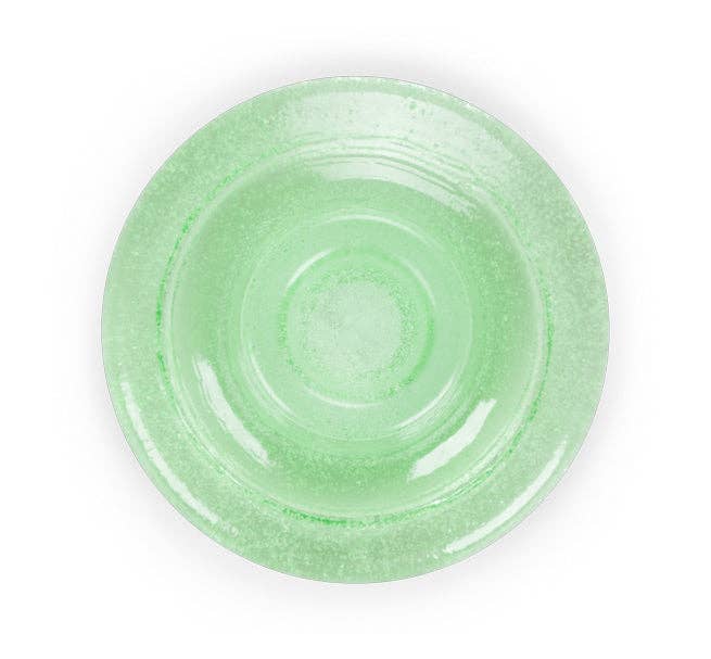 Glass Candleholder in Malachite Green