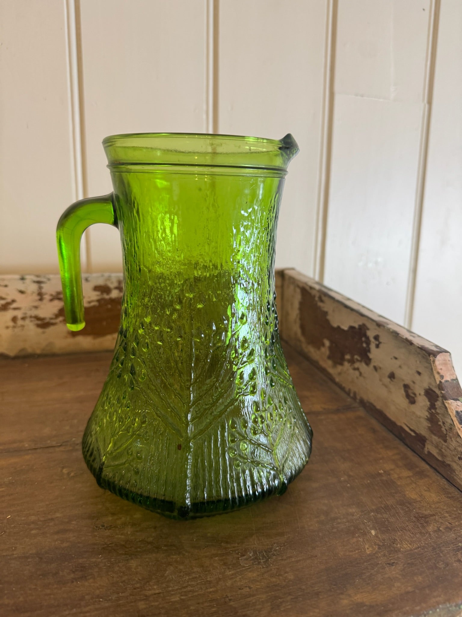 Vintage French Green Glass Jug