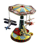 Tin toy carousel airplanes biplane
