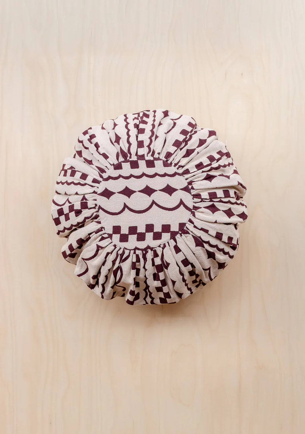 Cushion Pink Checker Stripe Round