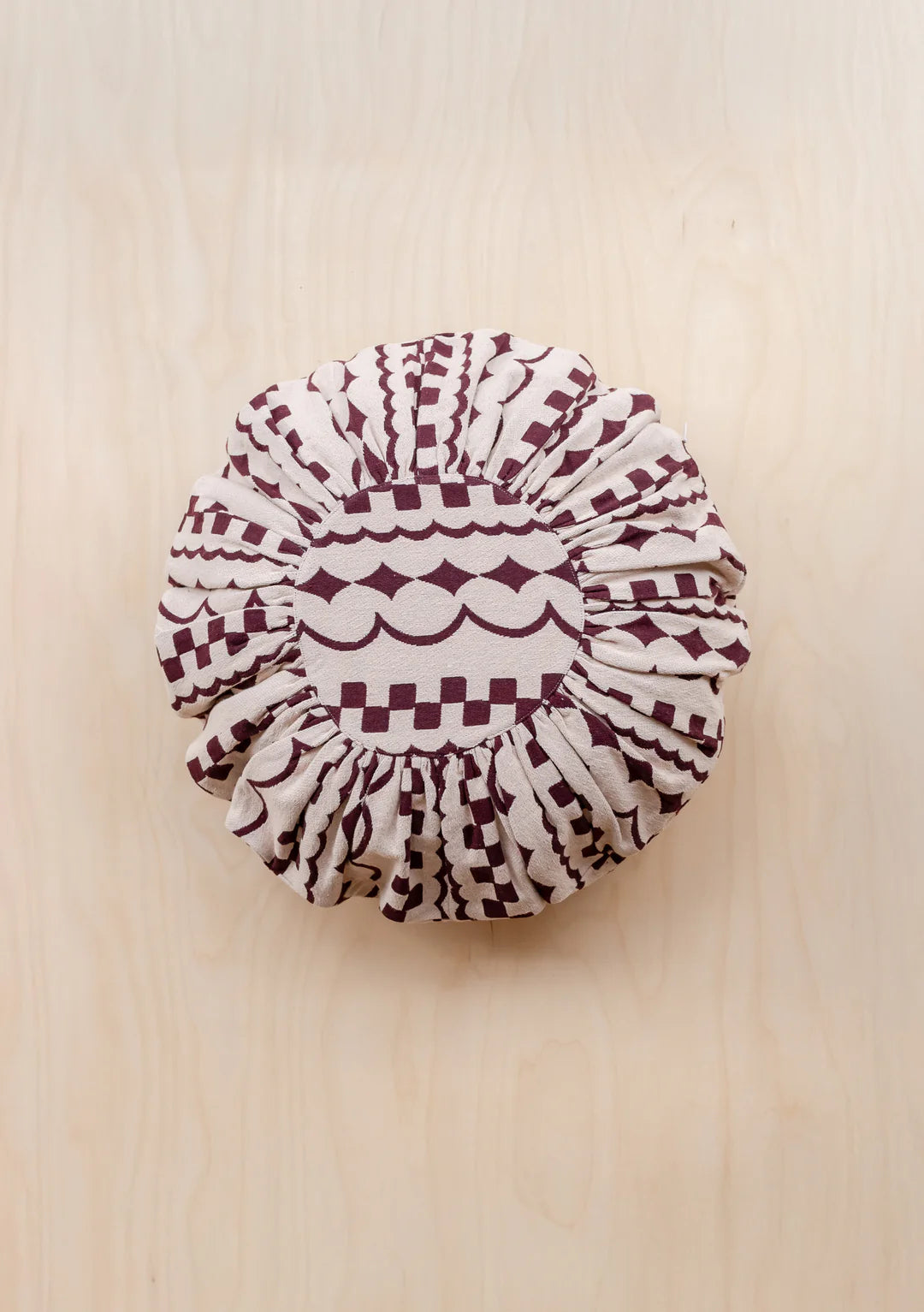 Cushion Pink Checker Stripe Round