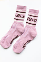 'Coffee Please' Sports Socks - Pink