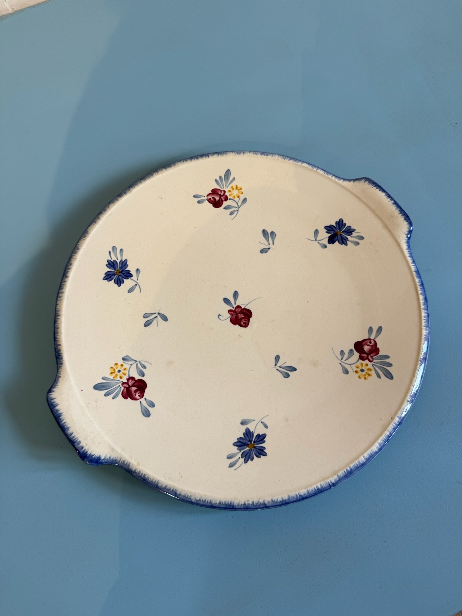 Vintage Large Flat Flower Plate