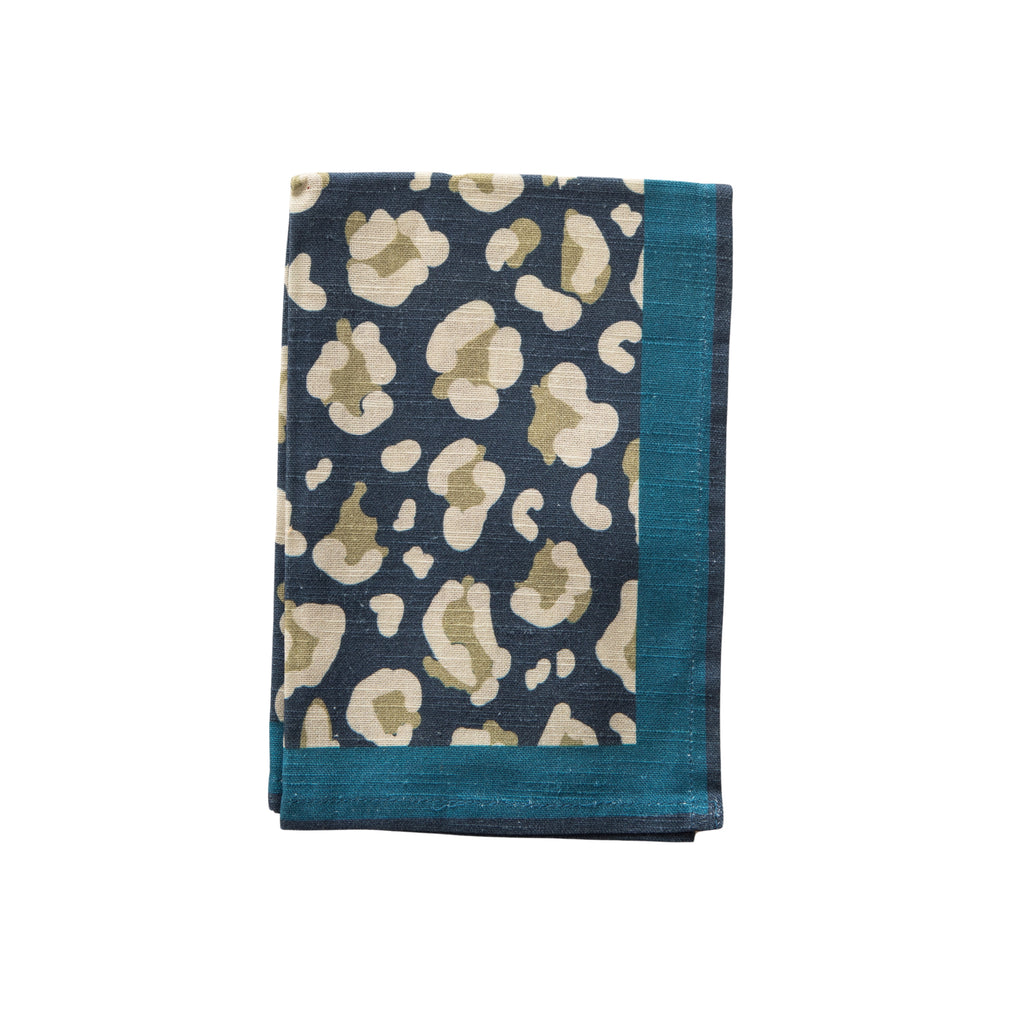 Dark Blue Leopard Napkin