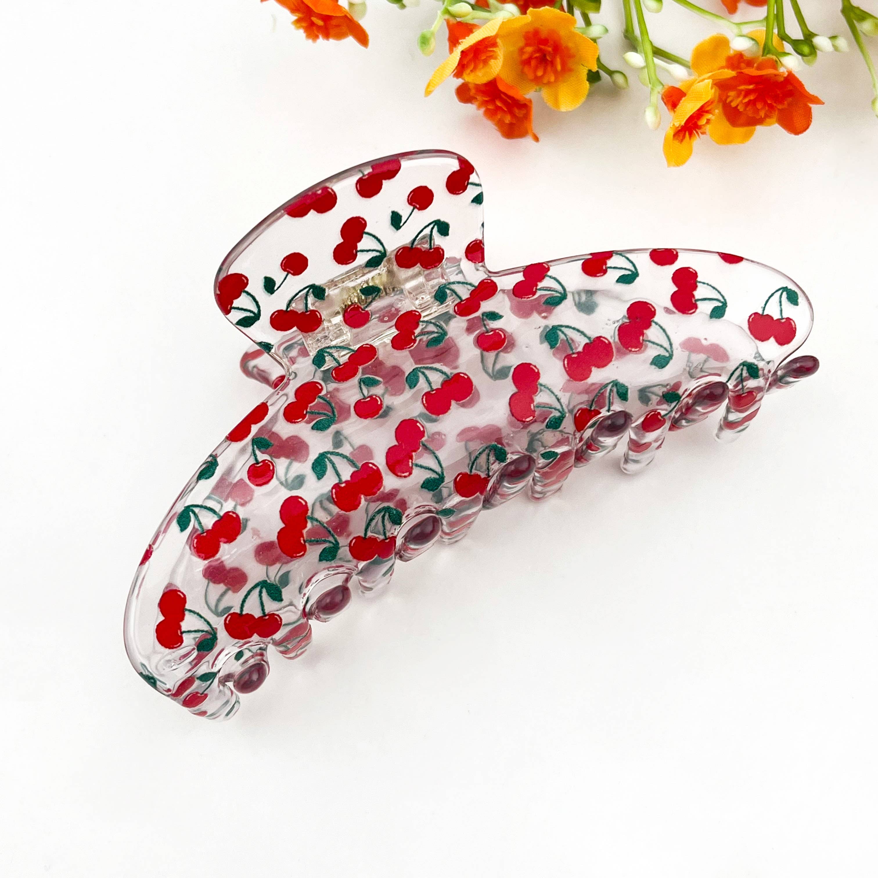 Transparent Cherry Hair Claw Clip