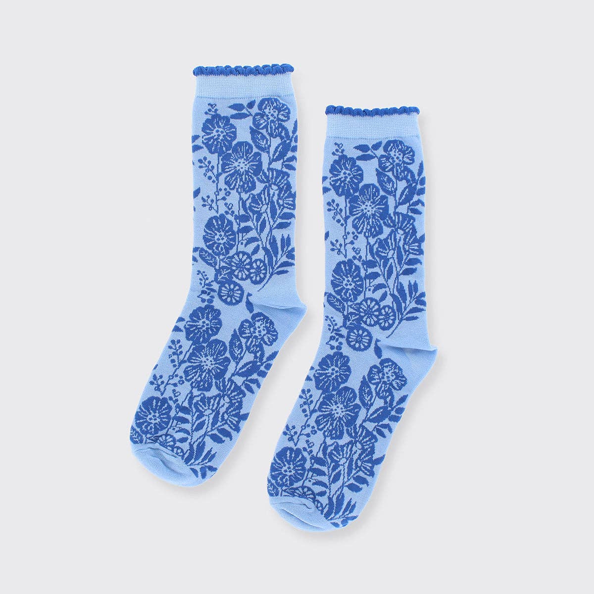 Blue Botanical Socks