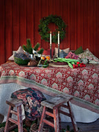 Oriental Red Linen Tablecloth
