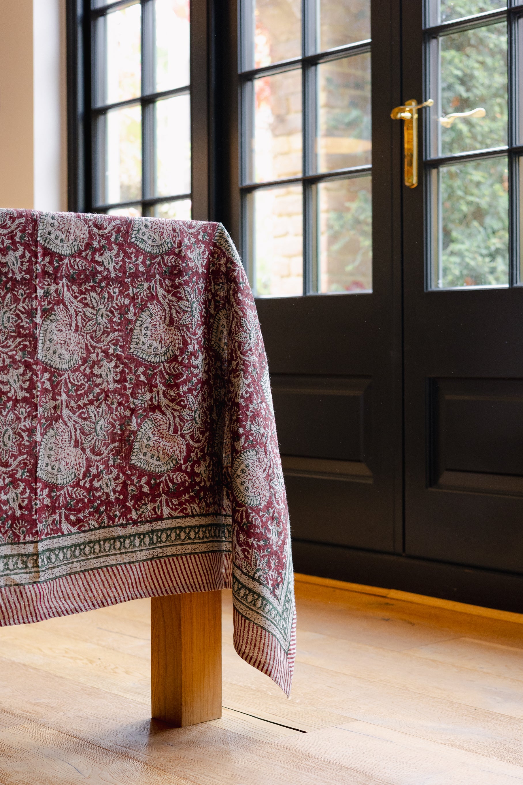 Oriental Red Linen Tablecloth