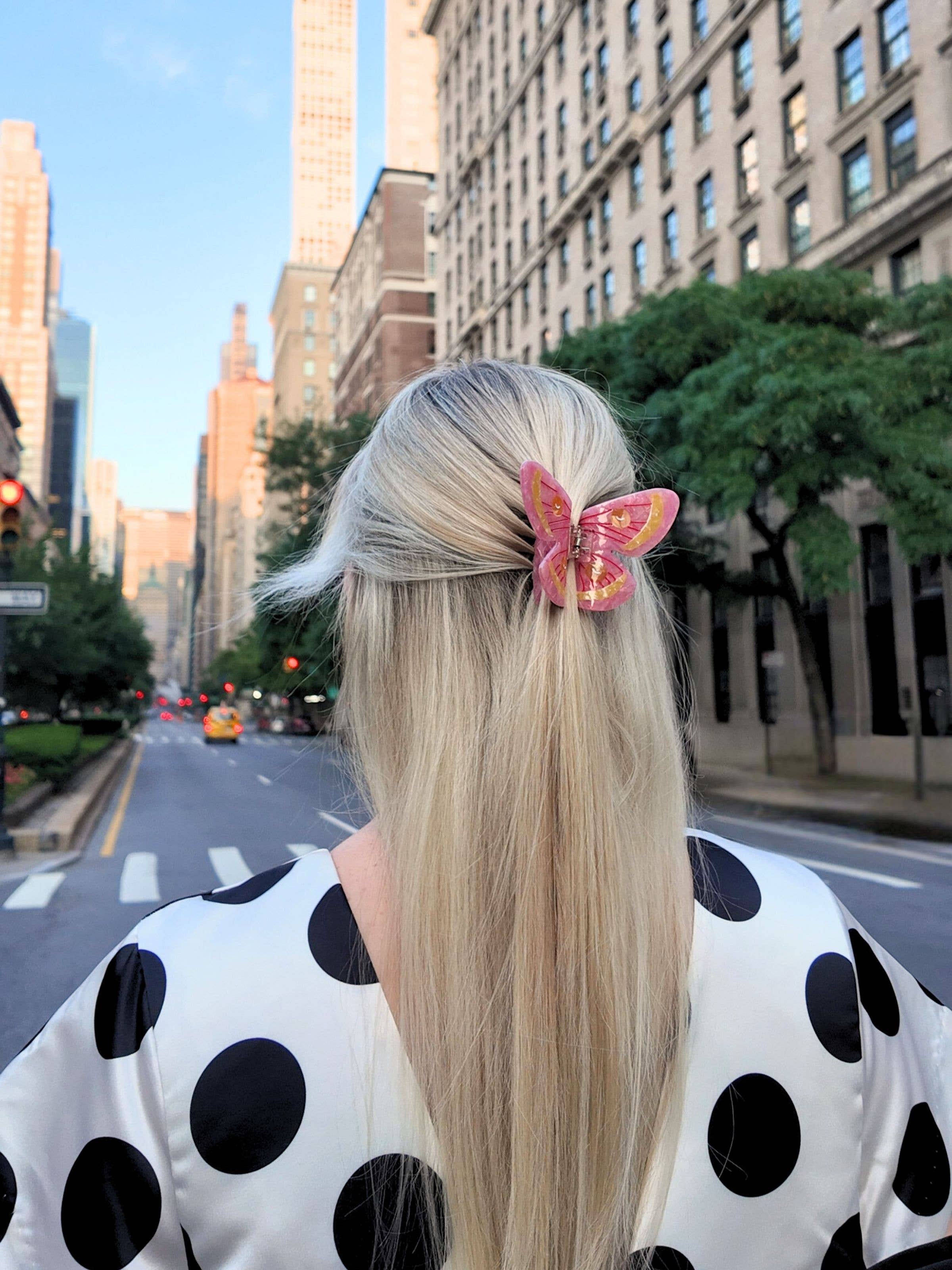 Hand-painted Silk Moth Claw Hair Clip