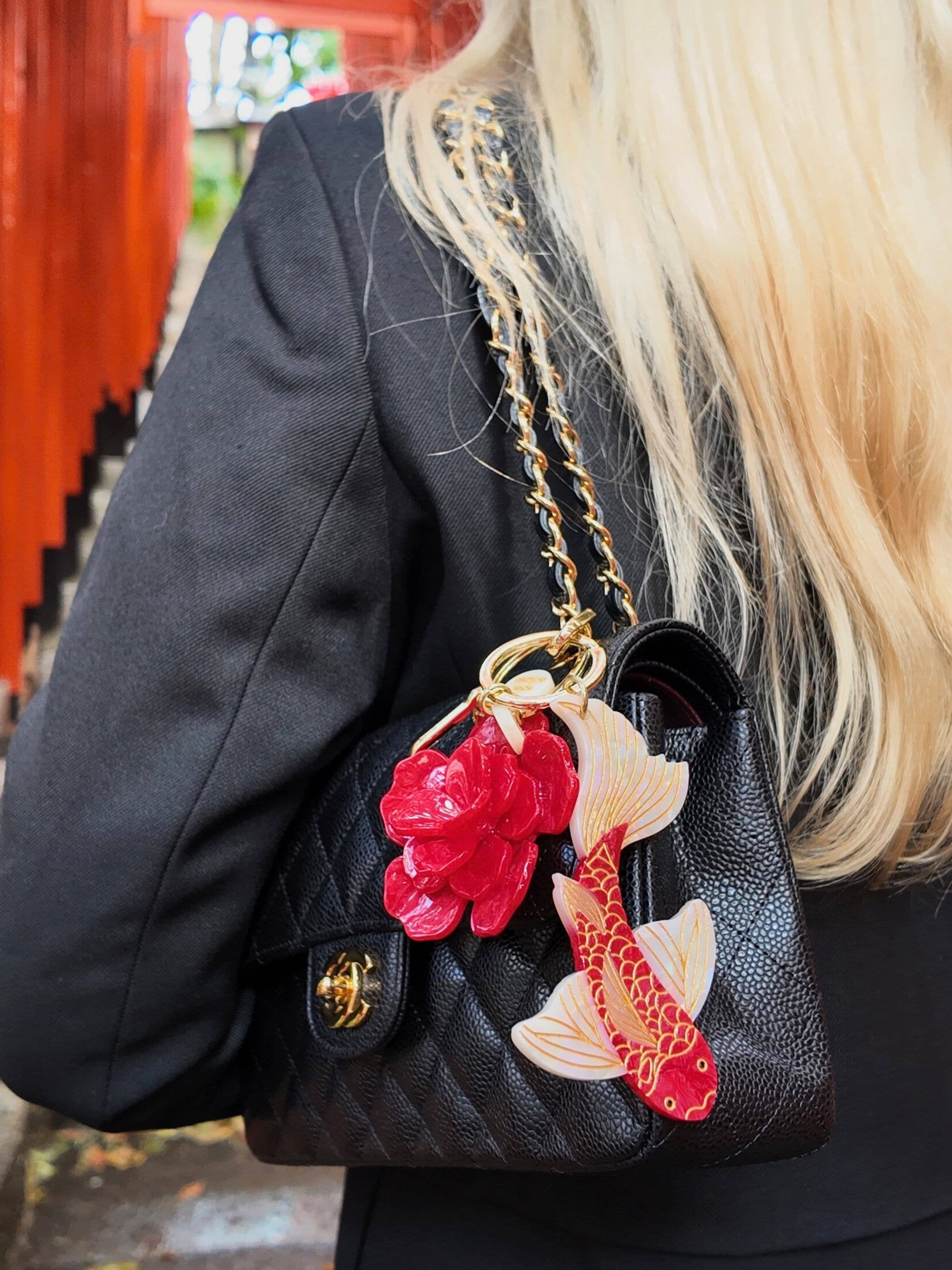 Hand-painted Koi Fish Bag Charm + Keychain | Eco-Friendly