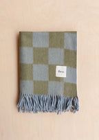 Blue/Green Checkerboard Recycled Wool Blanket