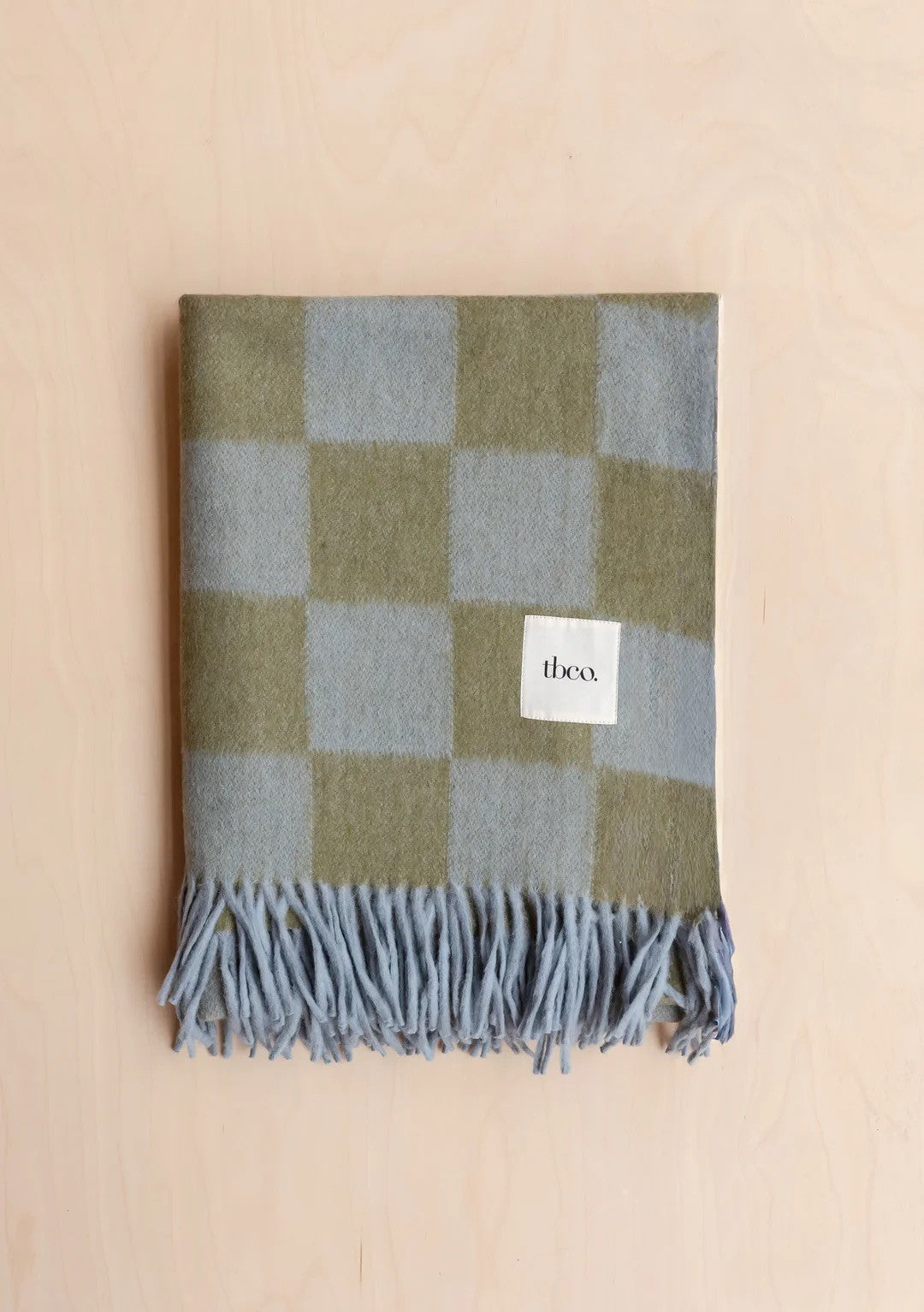 Blue/Green Checkerboard Recycled Wool Blanket